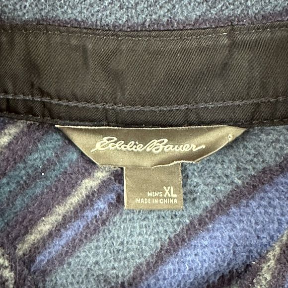 Eddie Bauer Shirt Adult XL Chamois Button Up Blue Outdoor Striped READ - Picture 6 of 11